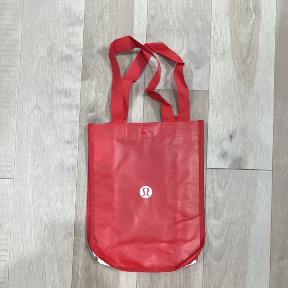 New Lululemon Red White Solid Reusable Shopping Bag Tote Eco-Friendly
